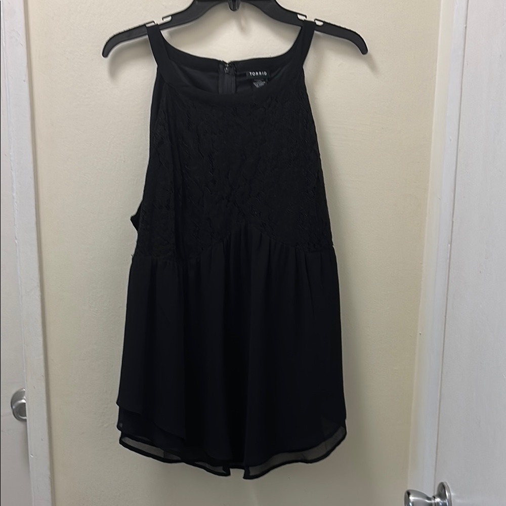 Torrid Black Lace Peplum Top